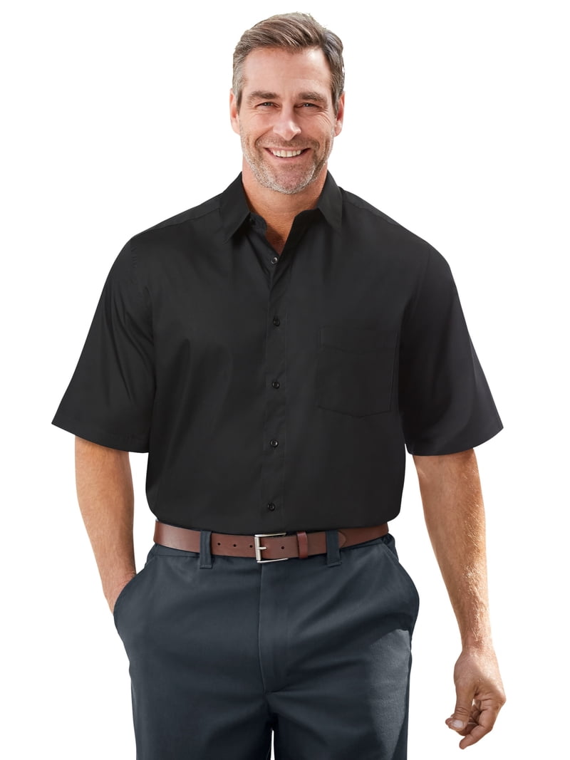 Kingsize Men's Big & Tall Wrinkle-Free Short-Sleeve Dress Shirt, Size: Big - 18 1/2, Black Kingsize Men's Big & Tall Wrinkle-Free Short-Sleeve Dress Shirt, Size: Big - 18 1/2, Black