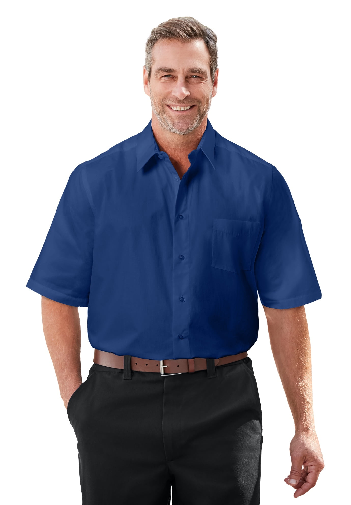 king size mens dress shirts Kingsize Men's Big & Tall Wrinkle-Free Short-Sleeve Dress Shirt, Size: Big
