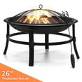 thumbnail image 1 of KingSo 26 inch Fire Pit for Outdoor Round Wood Burning Fire Pit Bowl for Camping Picnic Bonfire Patio Outside Backyard Garden Small Bonfire Pit Steel Firepit Bowl with Mesh Screen and Fire Poker, 1 of 10