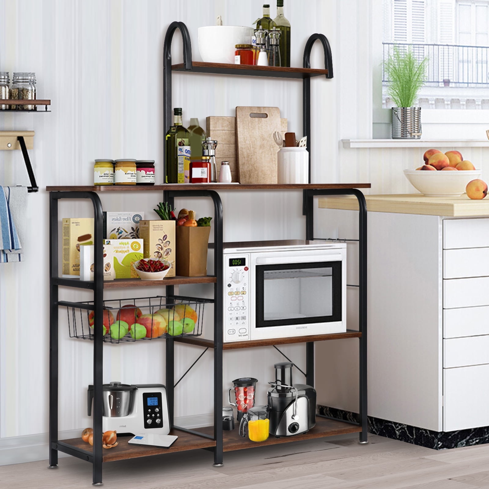 KingSo Bakers Rack for Kitchens with Storage, Microwave Cart, Microwave ...