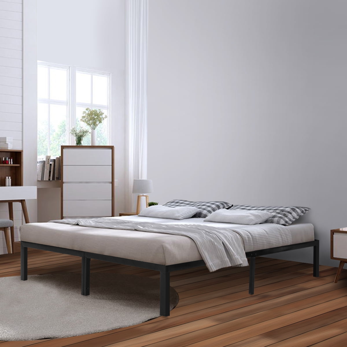 KingSo Full Bed Frame, 14 Inch Metal Platform Bed Frame with Storage