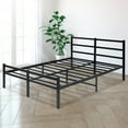 thumbnail image 1 of KingSo Queen Bed Frame with Headboard No Box Spring Needed Black 14 Inch Metal Platform Bed Frame with Storage Heavy Duty Steel Slat Bed Frame Queen Size, 1 of 9