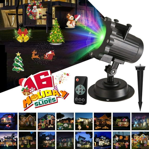 KingWill Projector Lights, Upgrade 16 Slides Waterproof IP65 Outdoor Landscape 6W Motion LED Projection Lights,16 Slides Led Spotlight Holiday Projector Lamp for Christmas Holiday