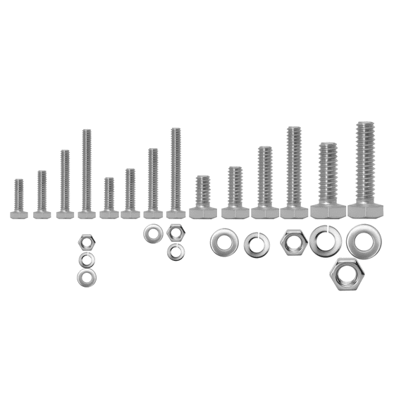 Kingarcher 584Pcs M50.8, M61.0, M81.25,M101.5, 304 Stainless Steel A2-70,Hex Head Nuts and Bolts Assortment Kit with Washers and Storage Case