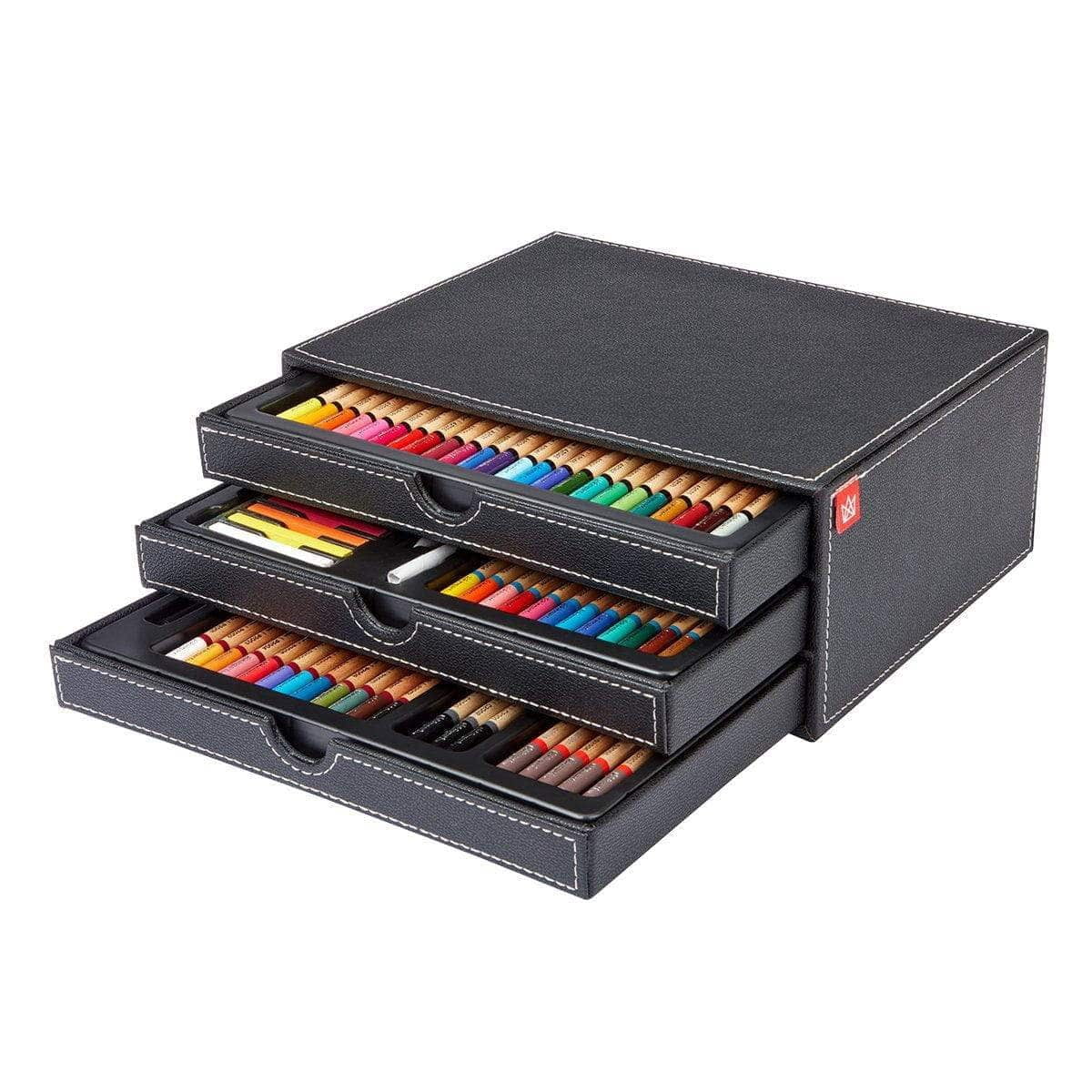 Mini Draw Set Kingart, Designer Series Sketch & Draw Set, Leather Drawer Case, 76 Pcs ...