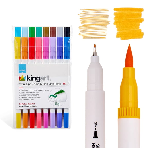 Twin-Tip Brush & Fine Pens 16 Colors