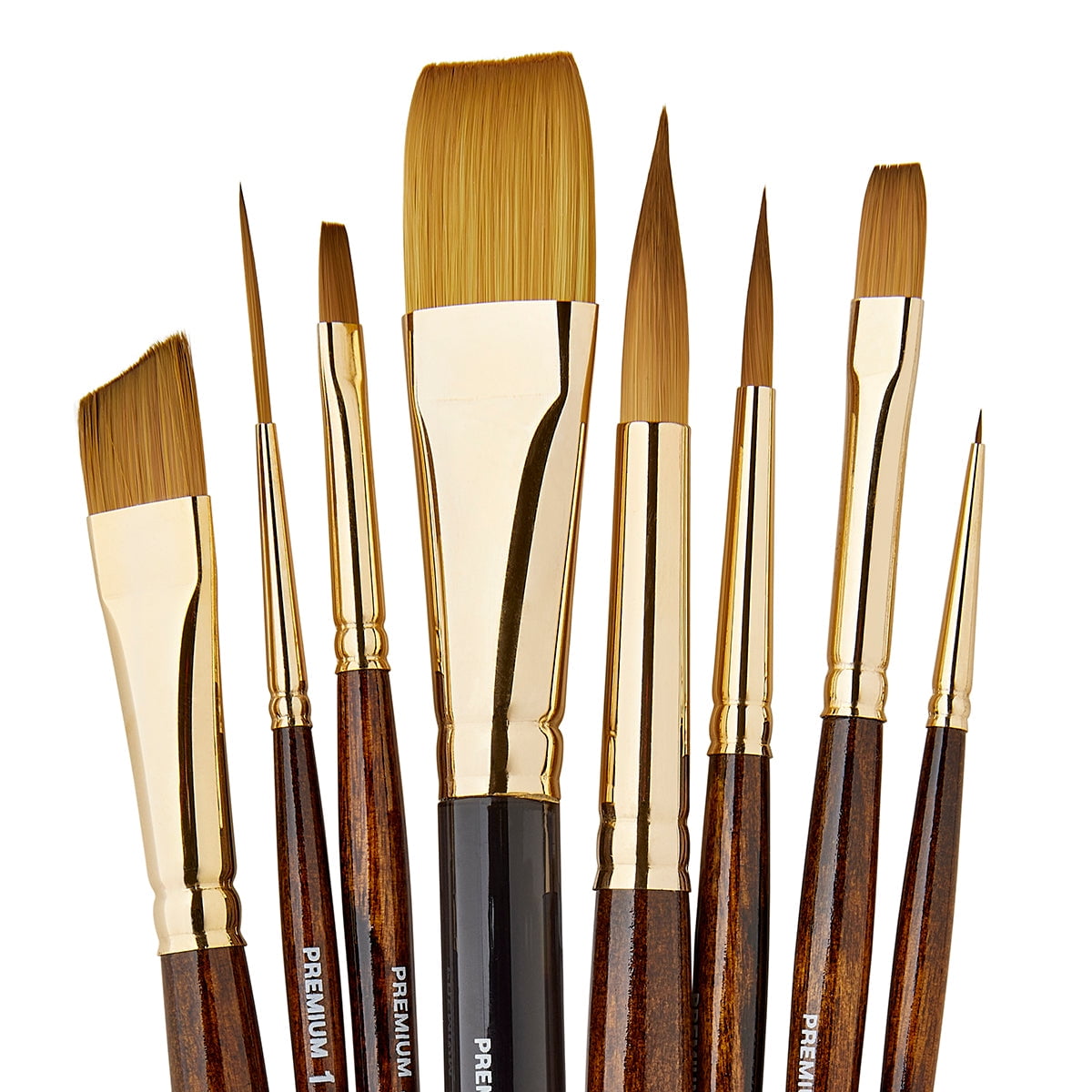 Kingart Finesse Kolinksy Sable Brown Synthetic Brushes, Set of 8, All Ages
