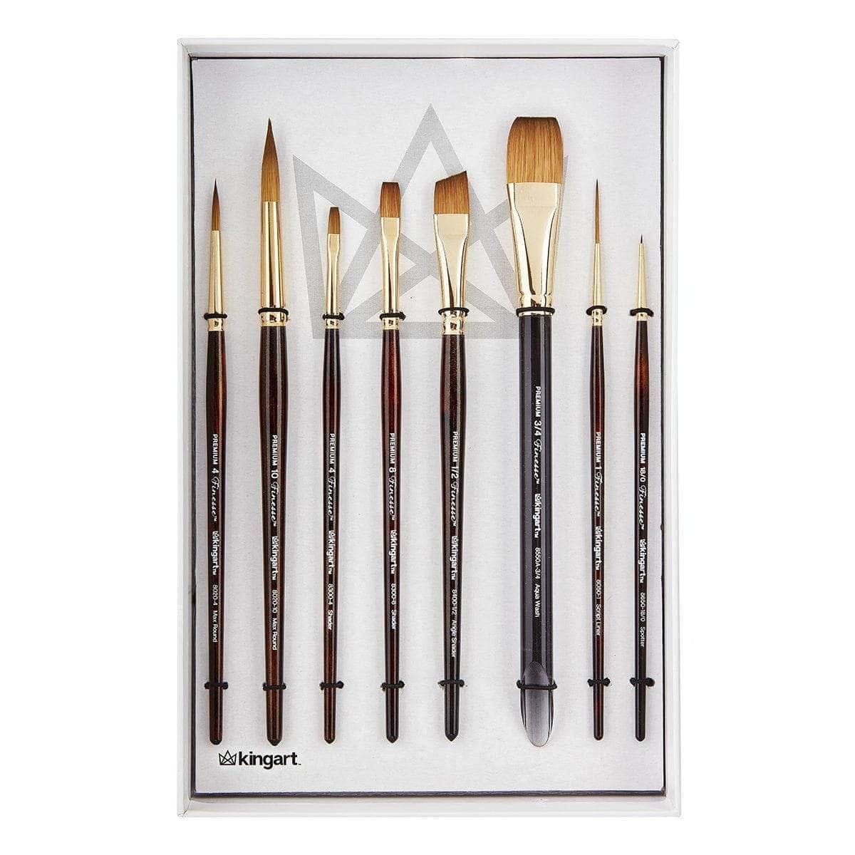 Kingart Finesse Kolinksy Sable Brown Synthetic Brushes, Set of 8, All Ages  
