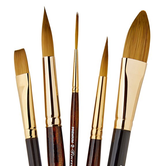 Kingart Finesse Kolinsky Sable Synthetic Blend, Premium Brown Watercolor Artist Brushes, Gift Box, Set of 6