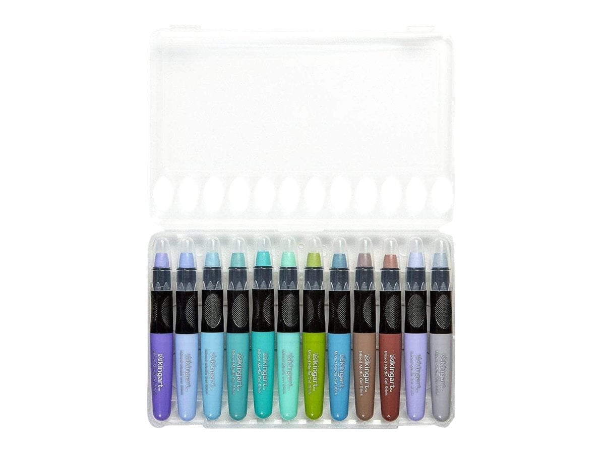 Kingart Gel Stick Artist Mixed Media Crayons, Set of 24 Unique Pastel