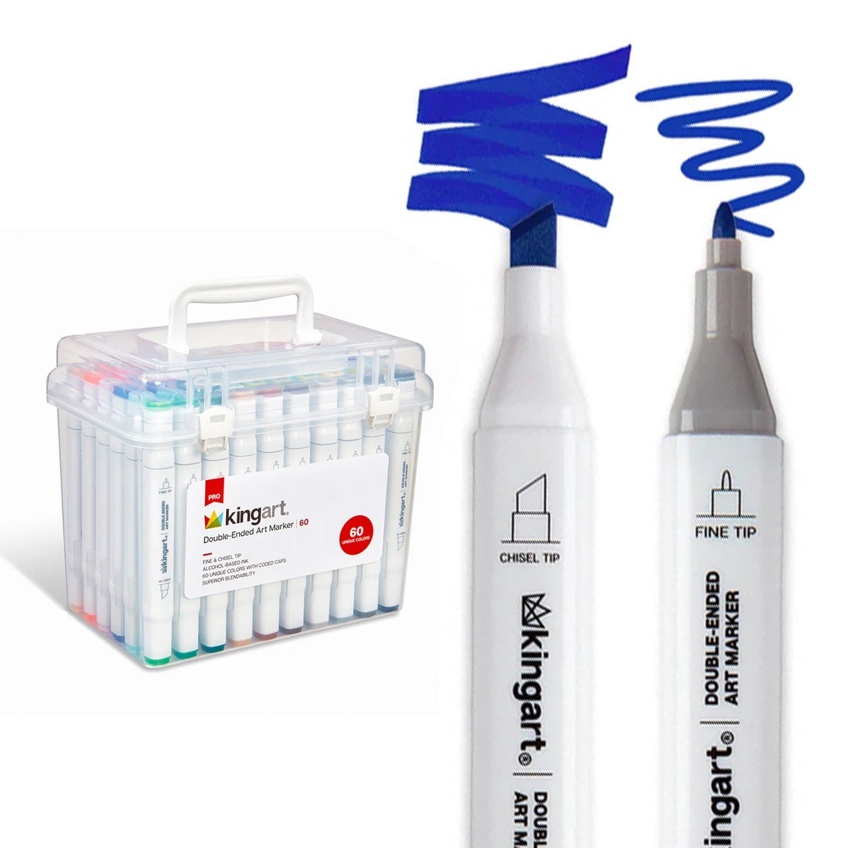 Kingart Non-toxic Sketch Art Markers with Storage Case, Chisel