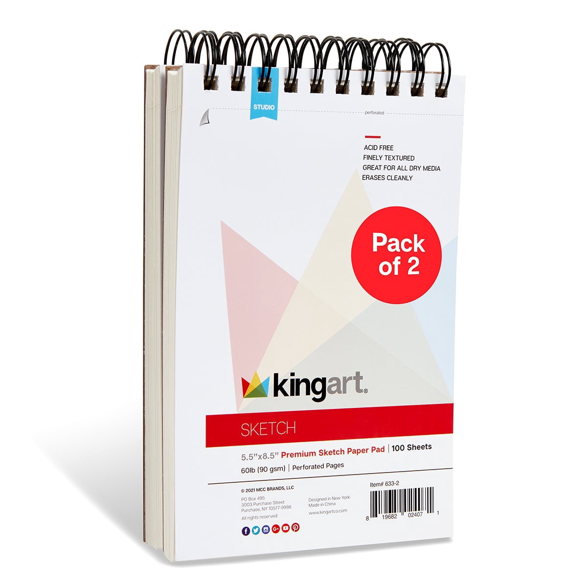 Kingart, Original Gold 9000 Round Series, Premium Golden Taklon Artist Brush, Set of 8, for All Ages