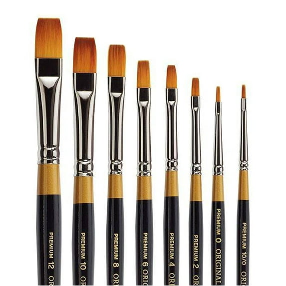 Kingart Original Gold 9300 Shader Series, Premium Golden Taklon Multimedia Artist Brushes, Set of 8, All ages