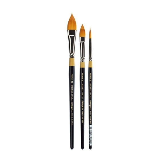 Kingart Original Gold, Oval and Round Floral Petal Series, Premium Golden Taklon Brushes, All Ages