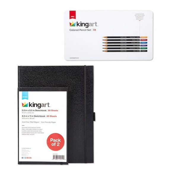 Kingart Pro Colored Pencil & Sketchbook Multipack, 74 Pc, All Ages