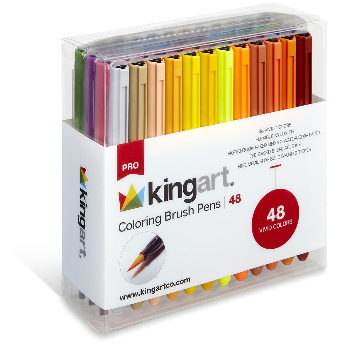 Kingart Pro Coloring Brush Pens Set of 48