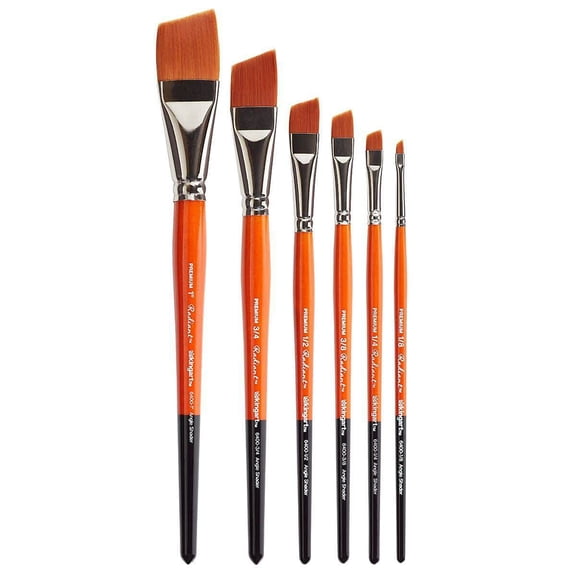 Kingart Radiant 6400 Angle Shader Series Premium Golden Synthetic Brushes, Set of 6, All Ages