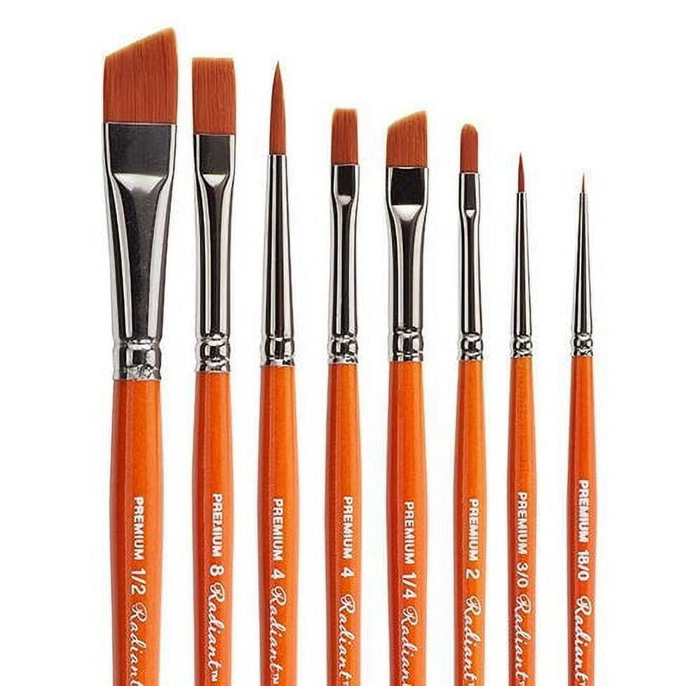 Kingart, Radiant Taklon Orange Brushes, Set of 8, for All Ages