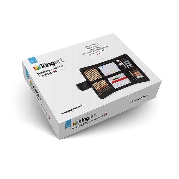 Kingart, Sketching & Drawing Travel Set, Set of 25, for Beginners and Experts