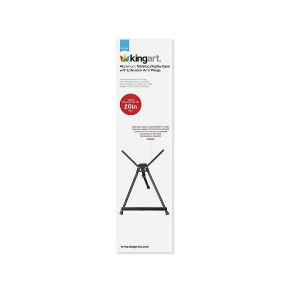 Kingart Studio, Black Aluminum Tabletop Display Easel, Adjustable with Extension Arm Wings, 1.25lbs