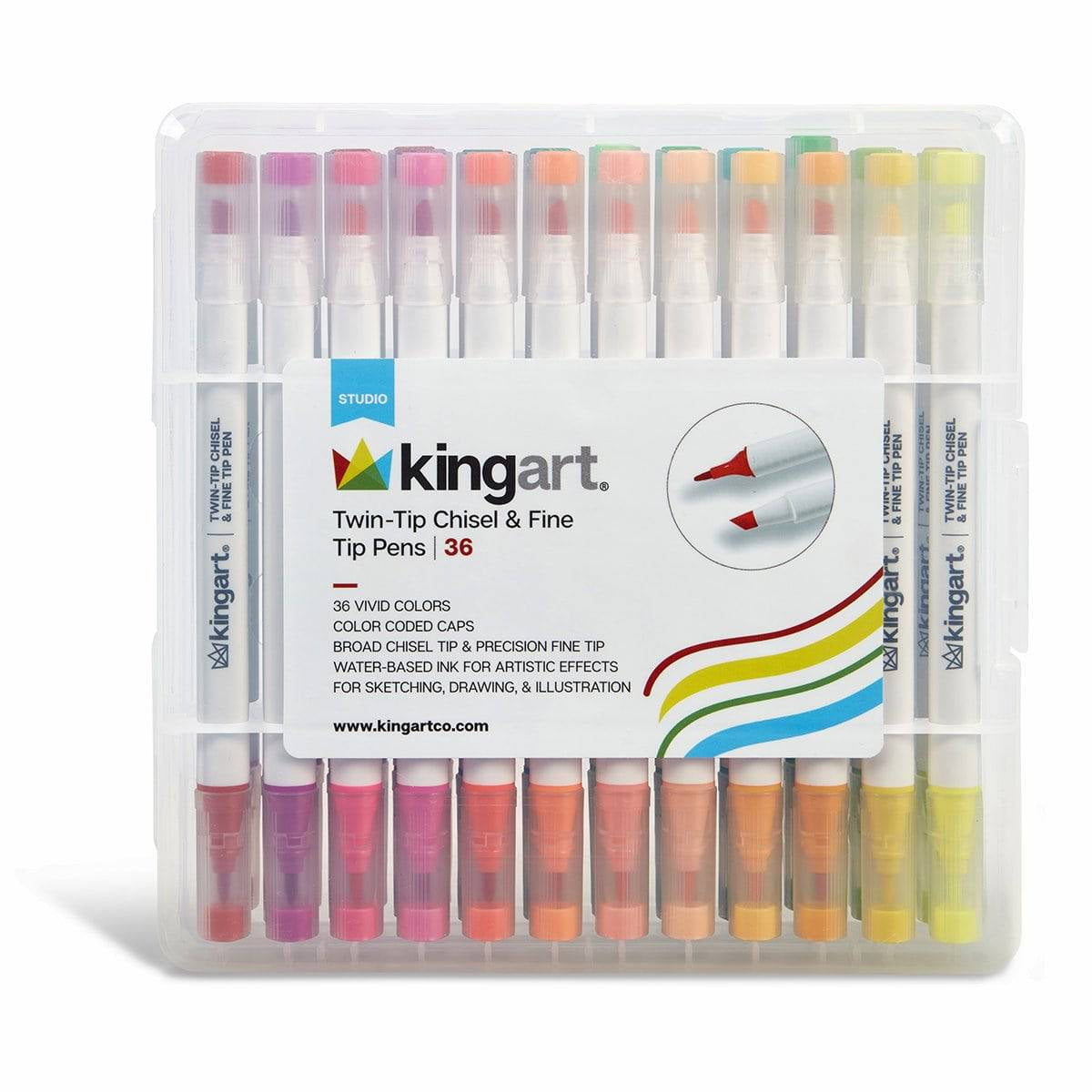 Kingart Studio, Chisel & Fine Tip Markers, Travel/Storage Case, Set of 36  Colors