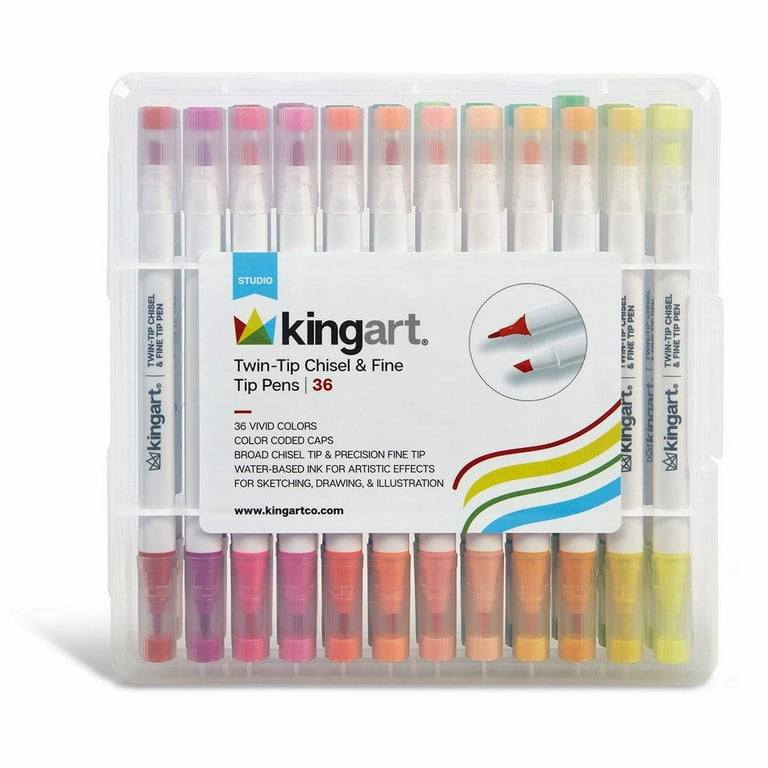 KINGART™ Watercolor Brush Tip Markers, Set of 12 