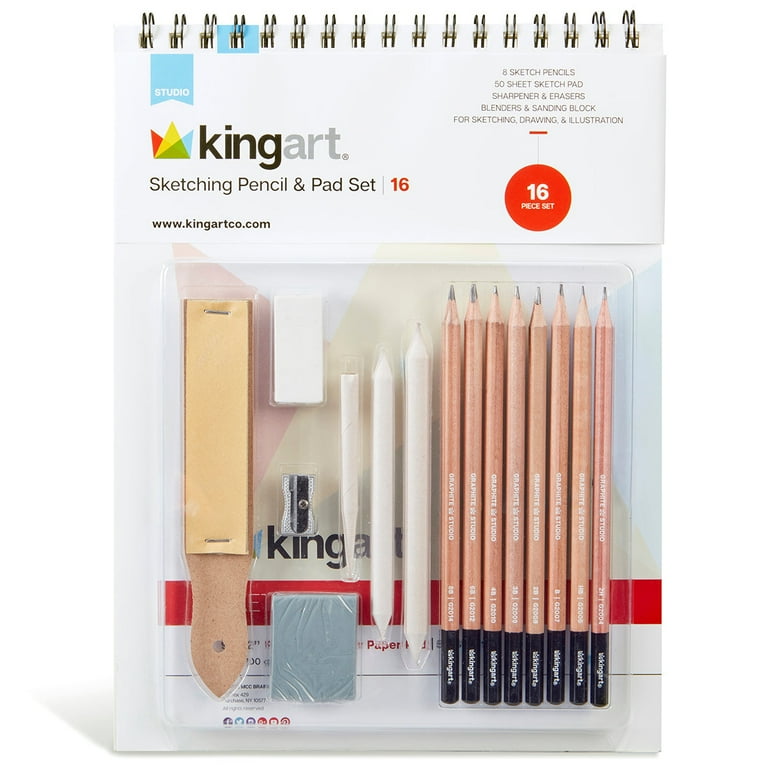 Kingart Studio, Sketching & Drawing Pencil Art Set Kit, 16 Pc