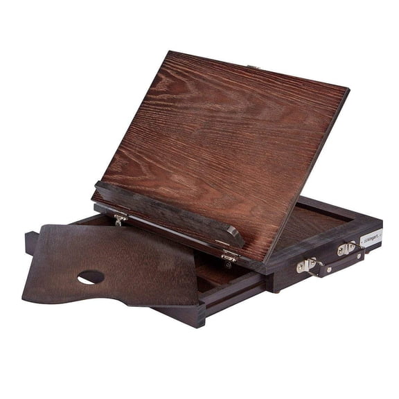 Kingart Studio, Wooden Tabletop Easel, Adjustable with Storage Drawer & Wood Palette, Espresso Finish