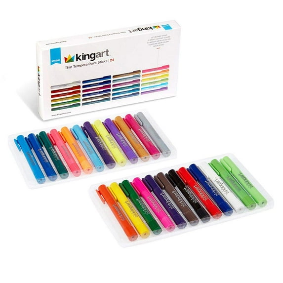 Kingart Tempera Paint Thin Sticks, Washable, Rich & Creamy, Set of 24 Unique Colors