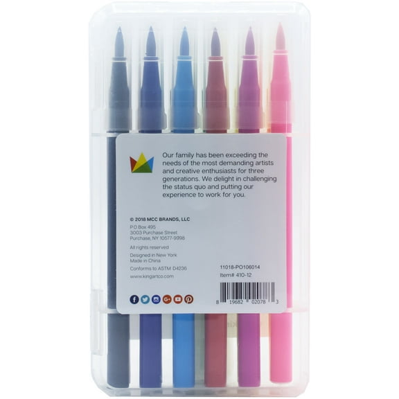 Kingart Watercolor Brush Markers - Set of 12