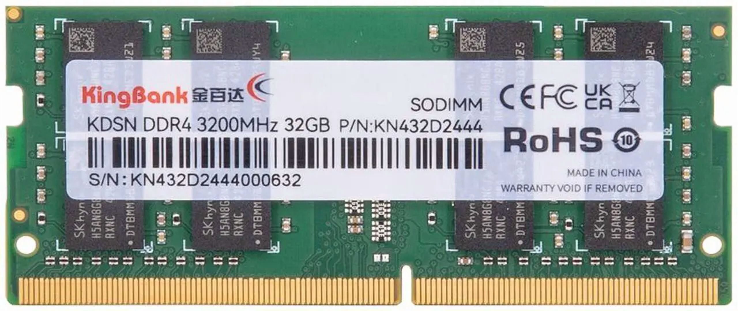DDR4 KINGBANK SO-DIMM 32GB 3200MHz DDR4 KingBank メモリー Intel 金百达KINGBANK - 2400/2666/3200MHz - SODIMM メモリー