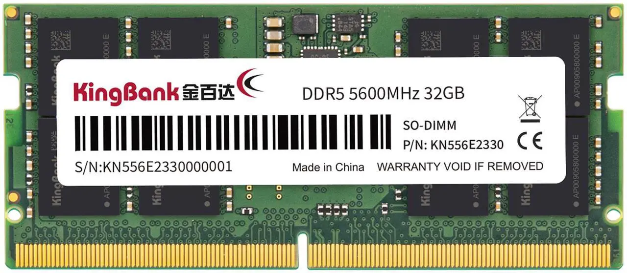 Kingbank 32GB 262-Pin DDR5 SO-DIMM DDR5 5600 (PC5 44800) Laptop Memory Model KBN32G5600