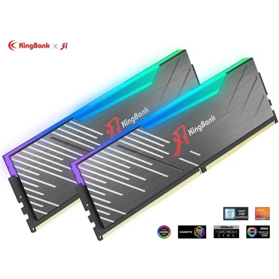 Kingbank RGB 64GB (2 x 32GB) 288-Pin PC RAM DDR5 6400 (PC5 51200) Desktop Memory Model KRRB32G6400AC30*2