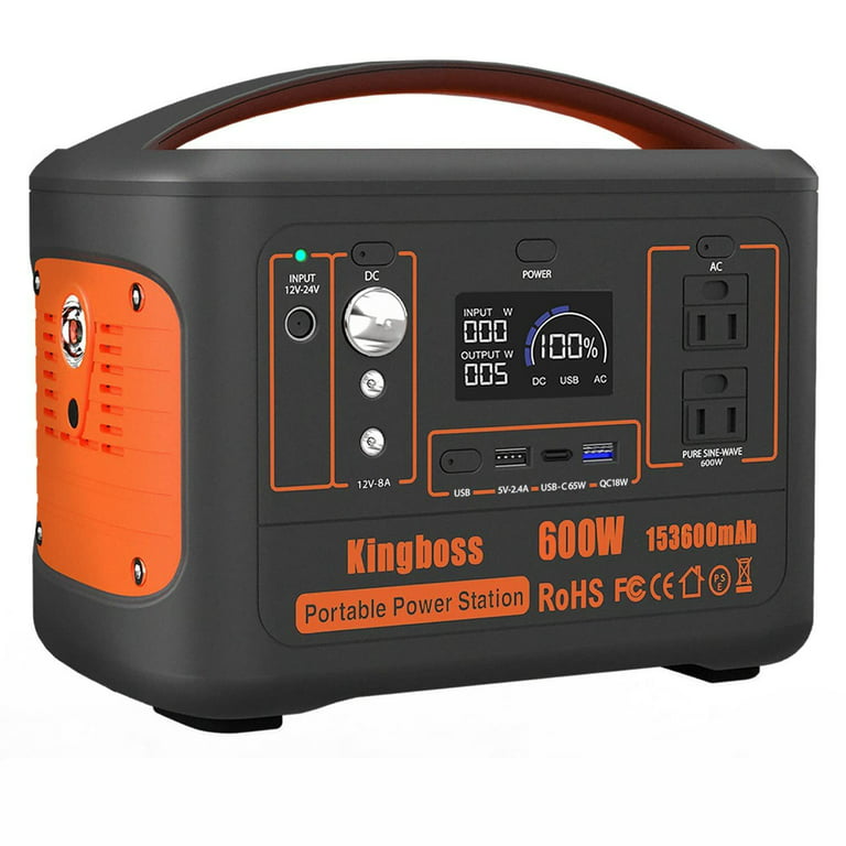 Kingboss Portable Power Station 600W, 568Wh Lithium Battery 110V/600W
