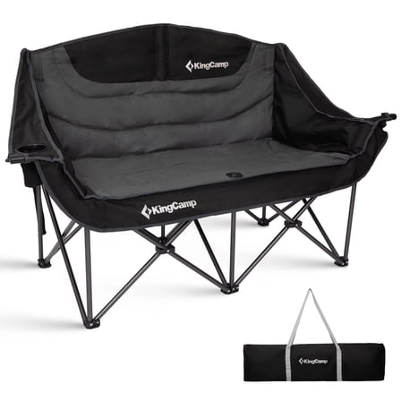KingCamp Oversized Double Camping Chair, Loveseat Folding Camping Chair for Adults, Portable Fully Padded Duo Chair Camping Couch, Heavy-Duty Outdoor Lawn Chairs, Supports 600 lbs