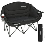Kingcamp Loveseat Camping Chair for Adult Double Camping Chair Folding Chair for Two People Heavy Duty Support Up to 440 lbs（Black）