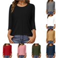 thumbnail image 1 of Kingdiese Women's 3/4 Sleeve T Shirt Loose Fit And Stylish Ladies Long Sleeve Dressy Tops, Size M, 1 of 4