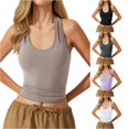 thumbnail image 1 of Kingdiese Women's Detachable Bra Pad V Neck Stylish Back Sports Vest Satin Top for Women, Size M, 1 of 5
