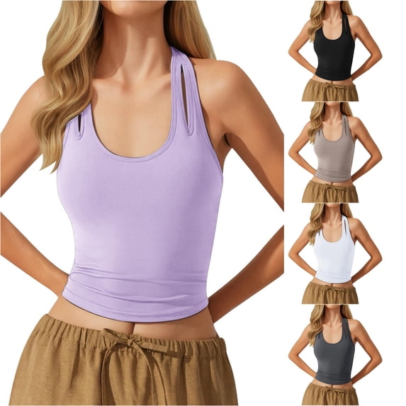 Kingdiese Women's Detachable Bra Pad V Neck Stylish Back Sports Vest Satin Top for Women, Size S