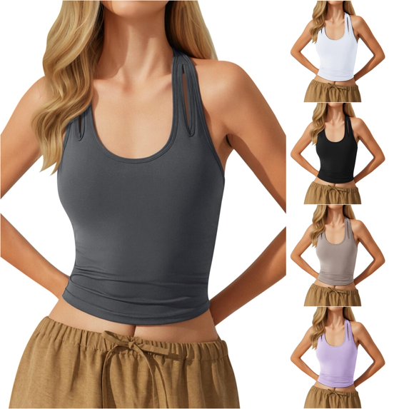 Kingdiese Women's Detachable Bra Pad V Neck Stylish Back Sports Vest Satin Top for Women, Size XL