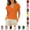 thumbnail image 1 of Kingdiese Womens Casual And Fashionable V Neck Front Sleeve Short Sleeved T Shirt For Women Women T Shirts Loose, Size M, 1 of 4