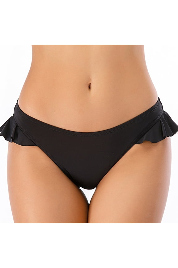 Womens Conservative Pleated Triangle Swim Bottoms In Solid Color For Swimwear Comfort And Coverage Girls Bikini Bottoms, Size M