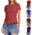 thumbnail image 1 of Kingdiese Womens Fashion Slim Fit Basic Short Sleeve T Shirt Casual Tee Top For Daily Wear Casual Summer Shirts, Size XXXXL, 1 of 6