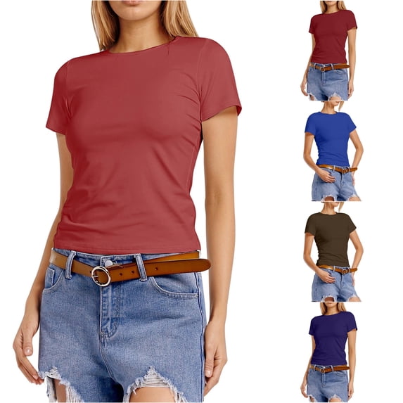 Kingdiese Womens Fashion Slim Fit Basic Short Sleeve T Shirt Casual Tee Top For Daily Wear Casual Summer Shirts, Size XXXXL