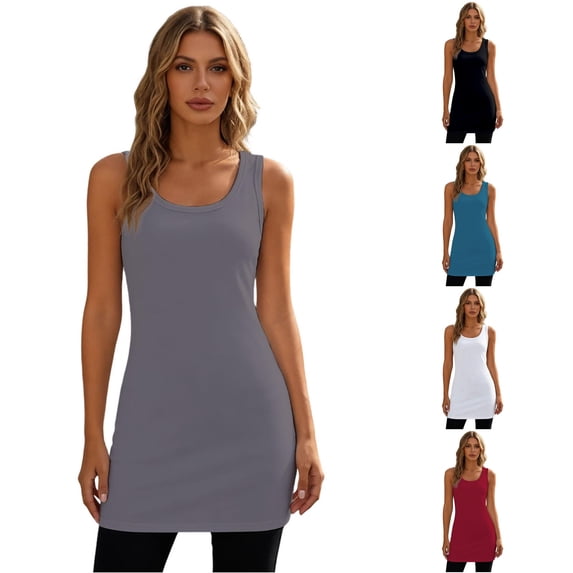 Kingdiese Womens Longline Camisole Tank Top For Layering Soft Basic Stretch Fit Comfortable Everyday Wear Womens Athletic Tops, Size L