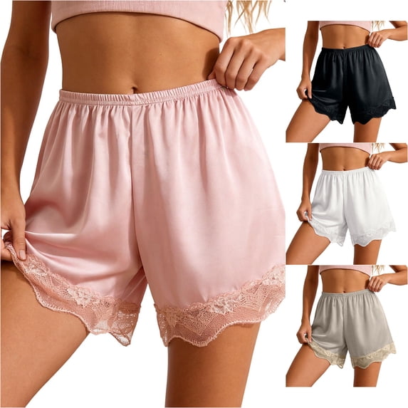 Kingdiese Womens Silk Satin Shorts For Lace Trim Lightweight Comfortable Home Wear Walking Shorts for Women, Size M