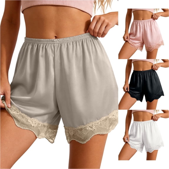 Kingdiese Womens Silk Satin Shorts For Lace Trim Lightweight Comfortable Home Wear Walking Shorts for Women, Size M