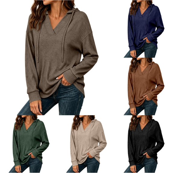 Kingdiese Womens Stylish Long Sleeve Solid Color Hoodie For Women - Casual Sweatshirt With Front Pocket And Comfortable Fit Zip Front Sweatshirts Women, Size S