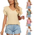thumbnail image 1 of Kingdiese Womens Summer Casual V Neck Short Sleeve T Shirt Loose Fit Double Layer Sleeve And Collar Top Trashier Shirts, Size XL, 1 of 4