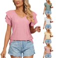 thumbnail image 1 of Kingdiese Womens Summer Casual V Neck Short Sleeve T Shirt Loose Fit Double Layer Sleeve And Collar Top Trashier Shirts, Size XXL, 1 of 4